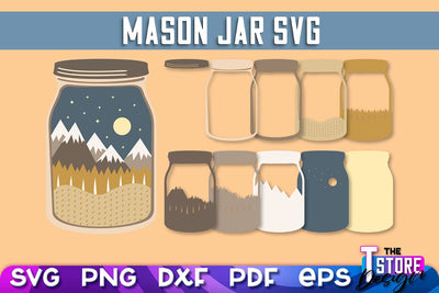 Mason Jar SVG | Kitchen Design | 3D Paper Mason Jar SVG The T Store Design 
