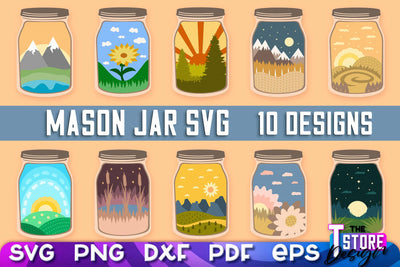 Mason Jar SVG | Kitchen Design | 3D Paper Mason Jar v.1 SVG The T Store Design 