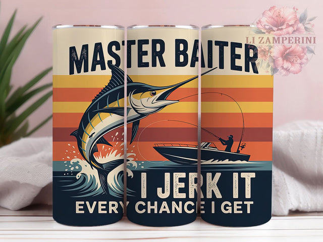 Master Baiter 20oz Tumbler, Master Baiter, Funny Fishing, Humor, Outdoor Adventure, 20oz Tumbler Wrap, PNG Sublimation Design Sublimation Li Zamperini 