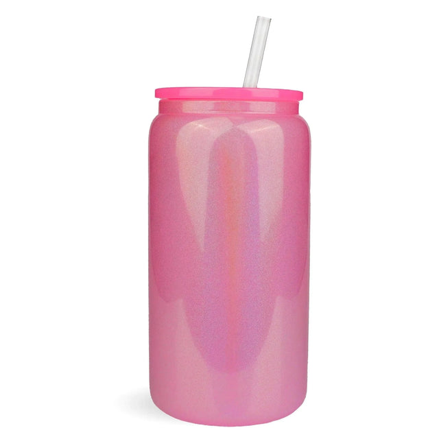Master Maker Crafts - 16 oz Glass Can Single Wall - Shimmer Hot Pink Physical DIY Craft Warehouse 