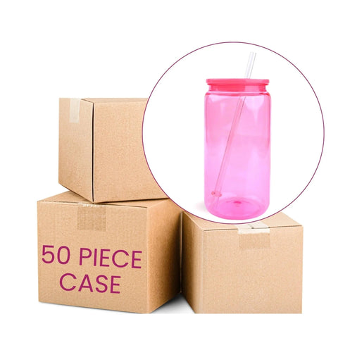Master Maker Crafts - 16 oz Plastic Can Transparent - Bright Pink Physical DIY Craft Warehouse 