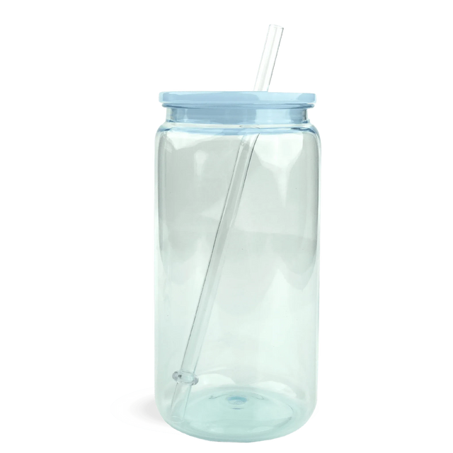 Master Maker Crafts - 16 oz Plastic Can Transparent - Light Blue Physical DIY Craft Warehouse 