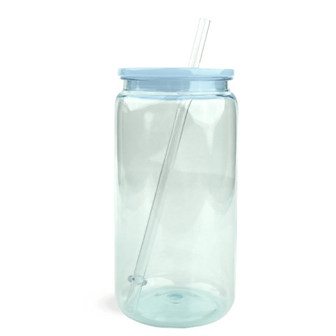 Master Maker Crafts - 16 oz Plastic Can Transparent - Light Blue Physical DIY Craft Warehouse 