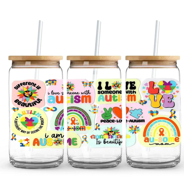 Master Maker Crafts - UV DTF Wrap Only - Autism Love & Support 9.7" x 4.3" (Cup NOT Included) Physical DIY Craft Warehouse 