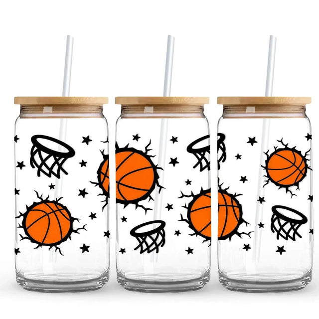 Master Maker Crafts - UV DTF Wrap Only - Basketballs & Hoops 9.7" x 4.3" (Cup NOT Included) Physical DIY Craft Warehouse 