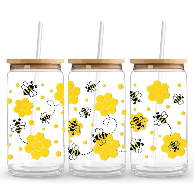 Master Maker Crafts - UV DTF Wrap Only - Bees & Honey 9.7" x 4.3" (Cup NOT Included) Physical DIY Craft Warehouse 