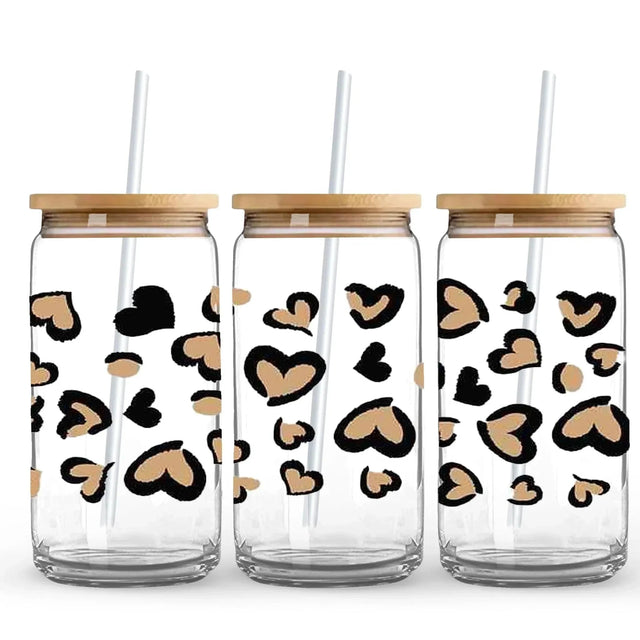 Master Maker Crafts - UV DTF Wrap Only - Brown Leopard Heart 9.7" x 4.3" (Cup NOT Included) Physical DIY Craft Warehouse 