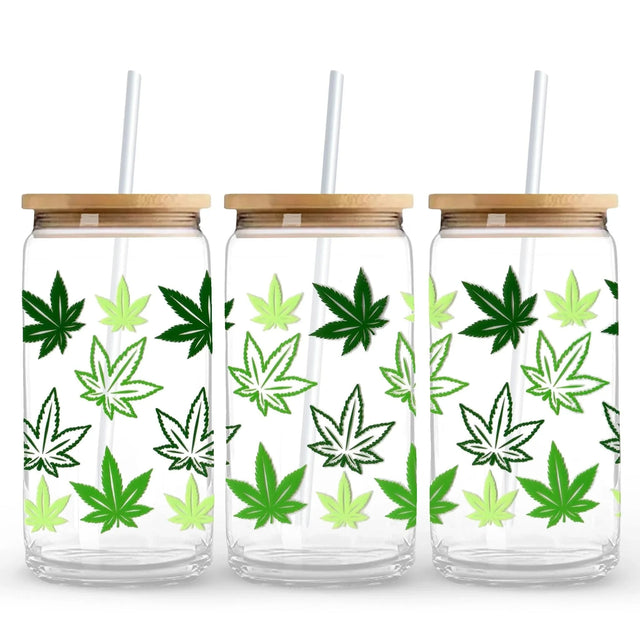 Master Maker Crafts - UV DTF Wrap Only - Cannabis Leaves 9.7" x 4.3" (Cup NOT Included) Physical DIY Craft Warehouse 