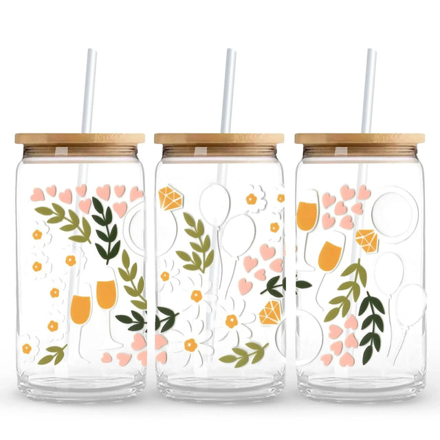 Master Maker Crafts - UV DTF Wrap Only - Diamond Rings & Champagne 9.7" x 4.3" (Cup NOT Included) Physical DIY Craft Warehouse 