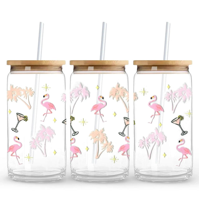 Master Maker Crafts - UV DTF Wrap Only - Pink Palms 9.7" x 4.3" (Cup NOT Included) Physical DIY Craft Warehouse 