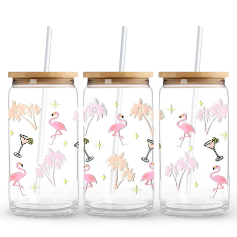 Master Maker Crafts - UV DTF Wrap Only - Pink Palms 9.7" x 4.3" (Cup NOT Included) Physical DIY Craft Warehouse 