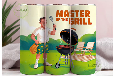 Master of the Grill 20oz Tumbler Wrap Sublimation PixelChick 
