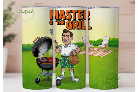 Master of the Grill 20oz Tumbler Wrap Sublimation PixelChick 