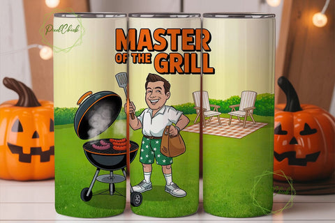 Master of the Grill 20oz Tumbler Wrap Sublimation PixelChick 