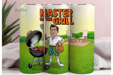 Master of the Grill 20oz Tumbler Wrap Sublimation PixelChick 