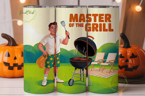 Master of the Grill 20oz Tumbler Wrap Sublimation PixelChick 