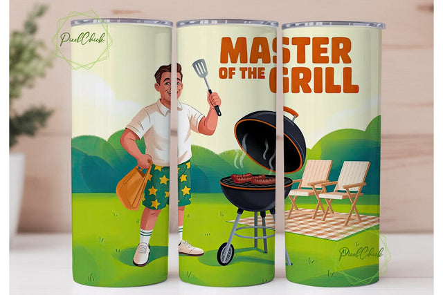 Master of the Grill 20oz Tumbler Wrap Sublimation PixelChick 