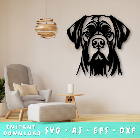 Mastiff Laser SVG Cut File, Mastiff Glowforge File, Mastiff DXF, Mastiff Wall Art SVG SVG HappyDesignStudio 
