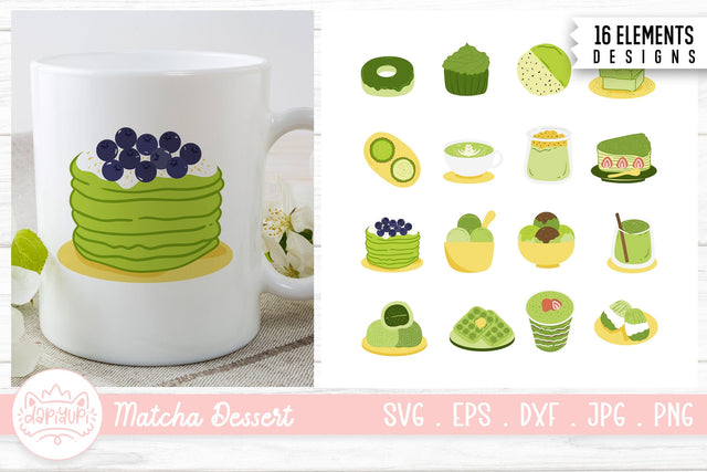 Matcha Dessert Illustration Bundle SVG dapiyupi store 