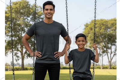 Matching black t-shirt mockup design for father and son Mock Up Photo Regulrcrative 