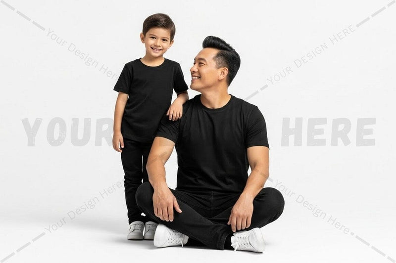 Matching black t-shirt mockup design for father and son Mock Up Photo Regulrcrative 