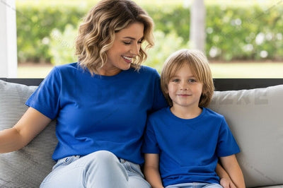 Matching blue t-shirt mockup design Mock Up Photo Regulrcrative 