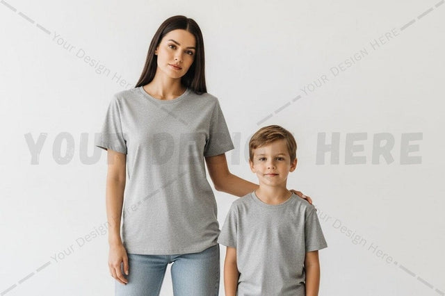 Matching family grey t-shirts Mock Up Photo Regulrcrative 
