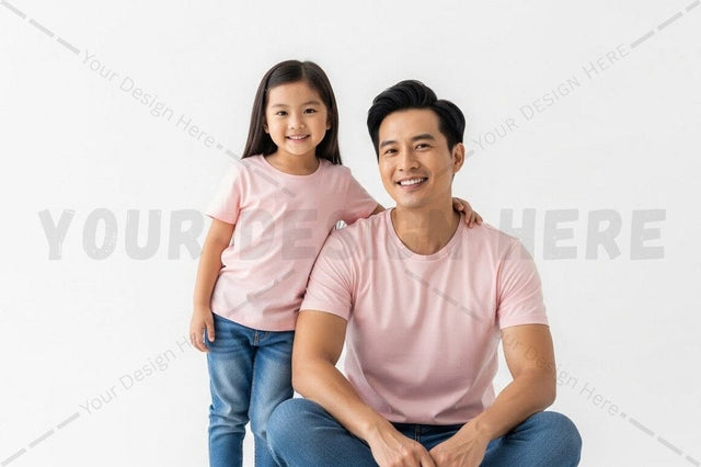 Matching family pink t-shirt set Mock Up Photo Regulrcrative 