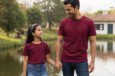 Matching family t-shirt set - maroon Mock Up Photo Regulrcrative 