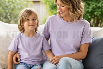 Matching lavender t-shirt set for mother and child Mock Up Photo Regulrcrative 