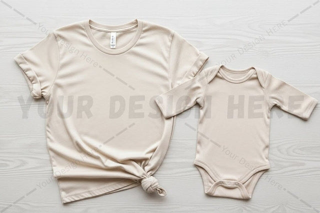 Matching mom and baby t-shirt and onesie set Mock Up Photo Regulrcrative 