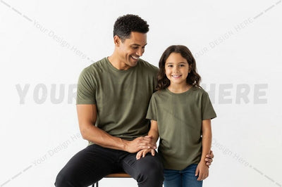 Matching olive green t-shirts for family Mock Up Photo Regulrcrative 