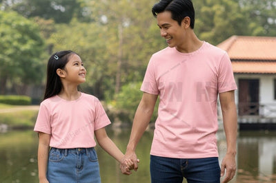 Matching pink t-shirt mockup design for family Mock Up Photo Regulrcrative 