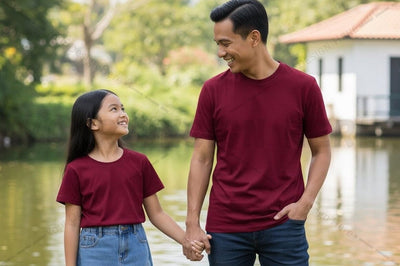 Matching red t-shirt mockup design for family Mock Up Photo Regulrcrative 