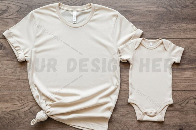 Matching t-shirt and onesie set Mock Up Photo Regulrcrative 