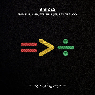 Math Symbols Embroidery Design – Equal Greater Than Divide Machine Embroidery File, Teacher Math Classroom Design Embroidery/Applique DESIGNS PatternFeed8 