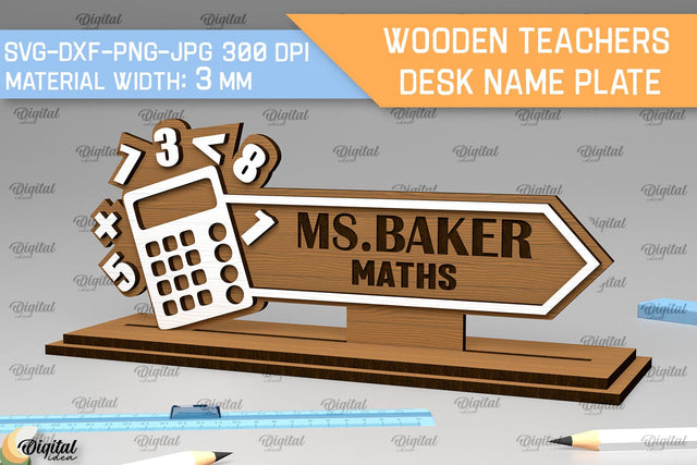 Math Teacher Desk Name Plate Laser Cut. Desk Sign SVG SVG Evgenyia Guschina 