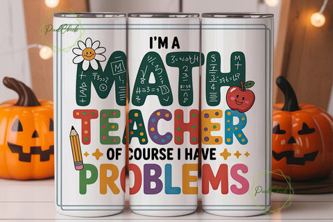 Math Teacher Tumbler Wrap PNG Sublimation PixelChick 