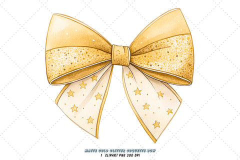 Matte Gold Glitter Coquette Bow Clipart, matte gold bow, glitter coquette bow, sophisticated bow design, gold glitter clipart, digital bow design, modern matte bow, glitter bow art Sublimation FloridPrintables 