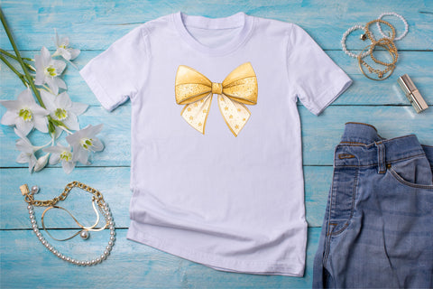 Matte Gold Glitter Coquette Bow Clipart, matte gold bow, glitter coquette bow, sophisticated bow design, gold glitter clipart, digital bow design, modern matte bow, glitter bow art Sublimation FloridPrintables 