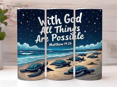 Matthew 1926 Tumbler, Sea Turtle Gift, Christian Drinkware, Inspirational Sublimation, Faith-Based Gifts, Bible Verse Mug, Ocean Lover Tumbler Sublimation Lara' s Designs 