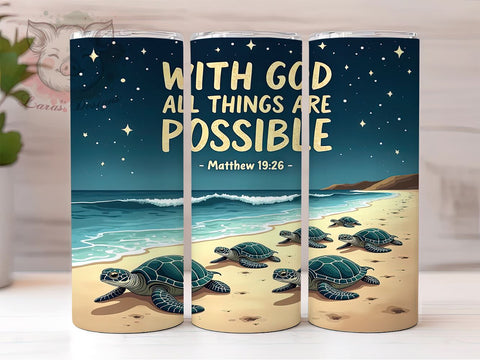 Matthew 1926 Tumbler, Sea Turtle Gift, Christian Drinkware, Inspirational Sublimation, Faith-Based Gifts, Bible Verse Mug, Ocean Lover Tumbler Sublimation Lara' s Designs 