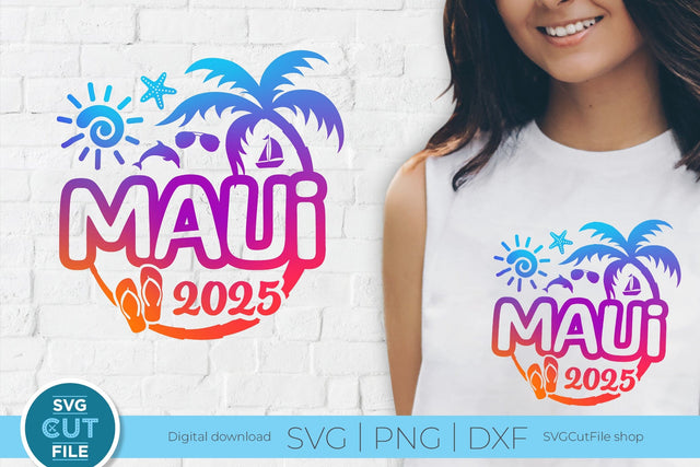Maui Hawaii svg - 2025 Maui Hawaiian Vacation or Trip Design SVG SVG Cut File 