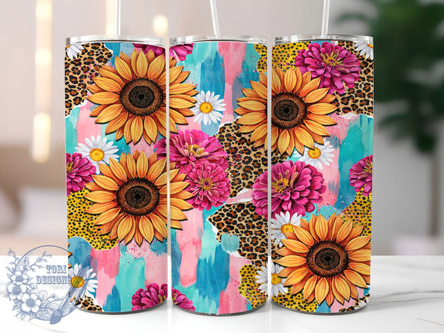 Maximalist Sunflower Floral Collage 20oz Tumbler, Maximalist Design, Sunflower Floral, Artistic Collage, Sublimation Wrap, 20oz Tumbler, Bold Aesthetic, Nature Charm Sublimation ToriDesigns 
