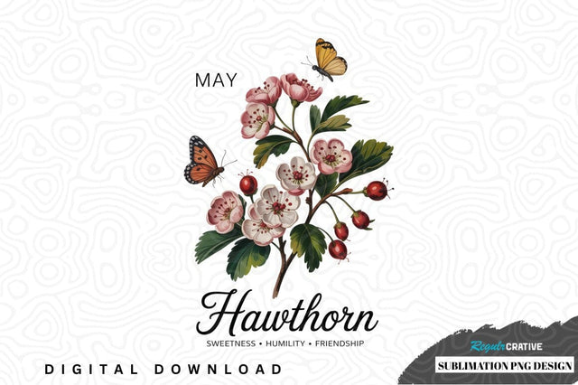 May hawthorn flower sublimation png design Sublimation Regulrcrative 
