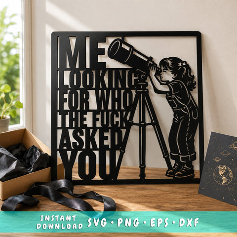 Me Looking for Who the Fuck Asked You Laser SVG | Sarcastic SVG | Funny Laser Cut File | Snarky Quote | CNC Plasma Metal Wall Art SVG HappyDesignStudio 