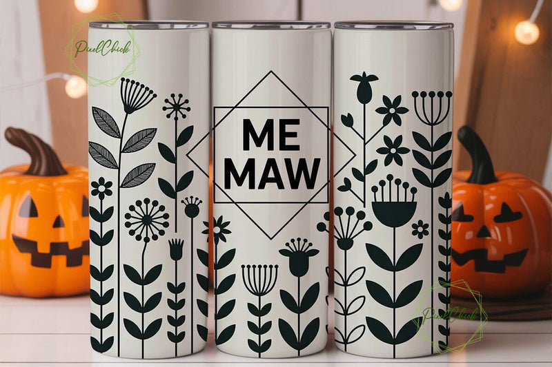 Me Maw Floral Tumbler Wrap Sublimation PixelChick 