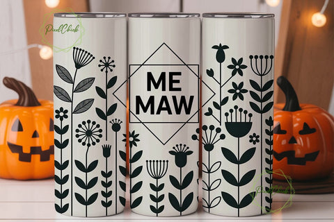 Me Maw Floral Tumbler Wrap Sublimation PixelChick 