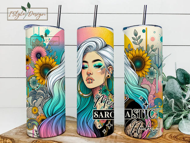 Me SARCASTIC Nah 20oz Skinny Sublimation Tumbler Design, Sarcasm Sublimation Design Png Sublimation iStyleDesign 