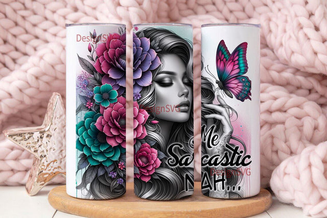 Me Sarcastic Nah Tumbler Wrap 20oz Skinny, Motivational Quote, Funny Sarcastic Tumbler, Sarcastic Sublimation Design Sublimation DesignSVG 